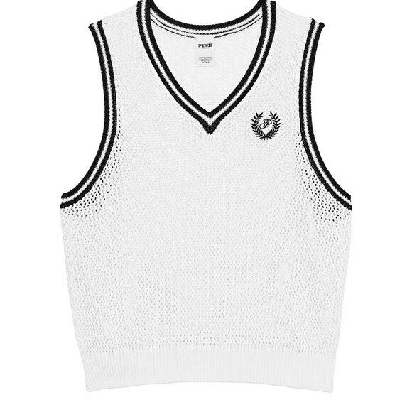 PINK Victoria's Secret Collegiate Knit Sweater Vest - Picture 1 of 4